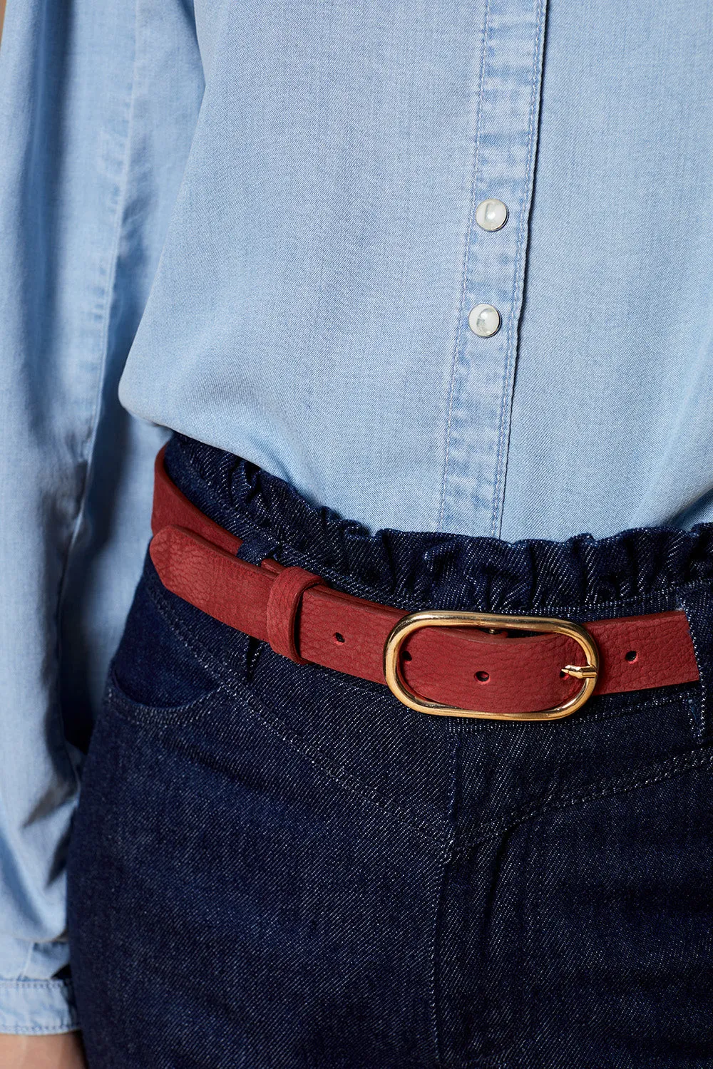 APPLE - Ceinture terracotta en cuir nubuck