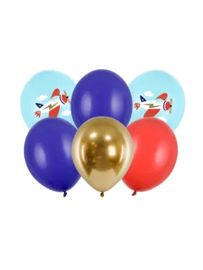 Ballons Thème Avion, Uni/ Avec Impression, 6 Ballons Multicolores