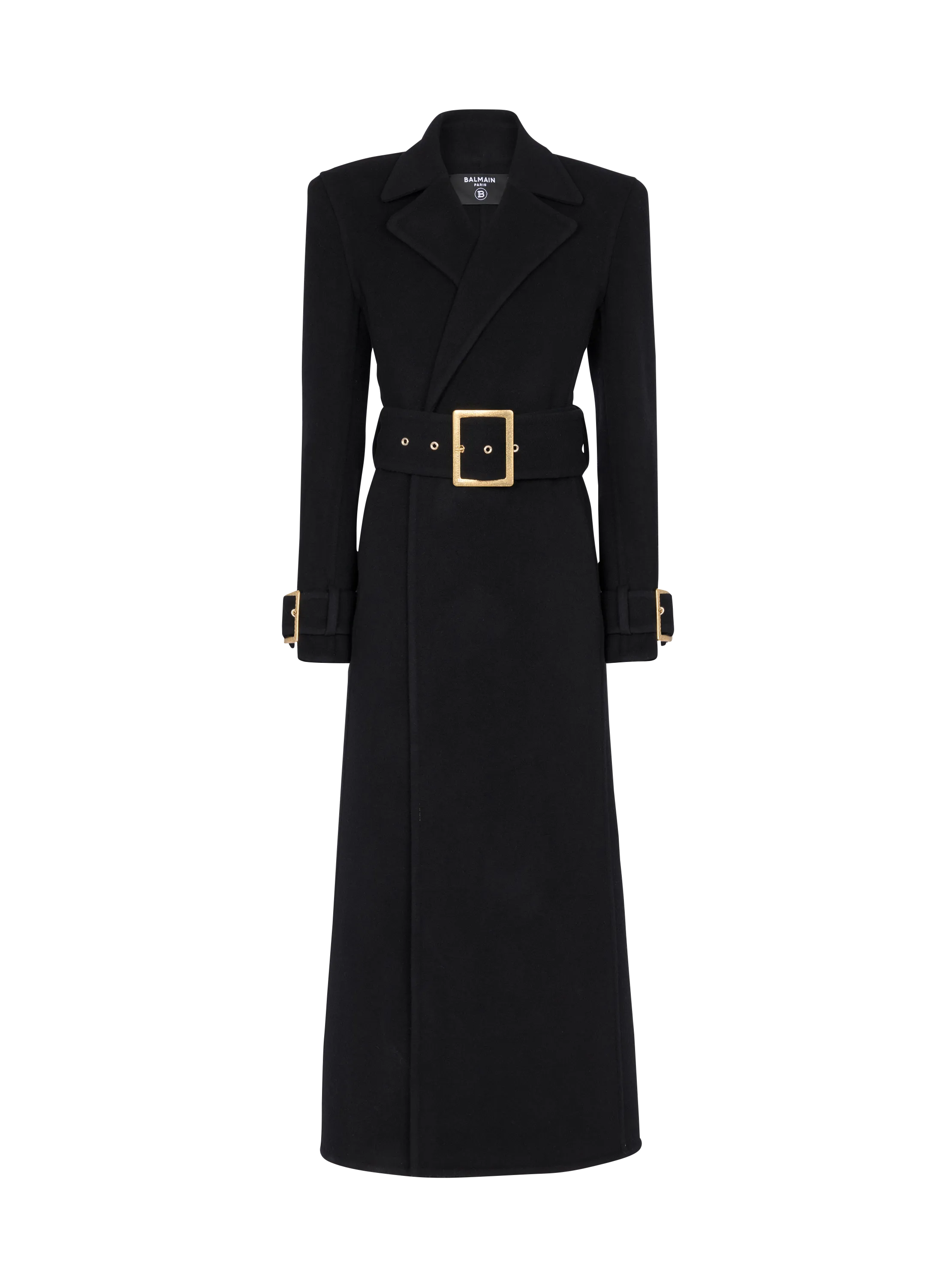 BALMAIN  Manteau long à ceinture - Noir