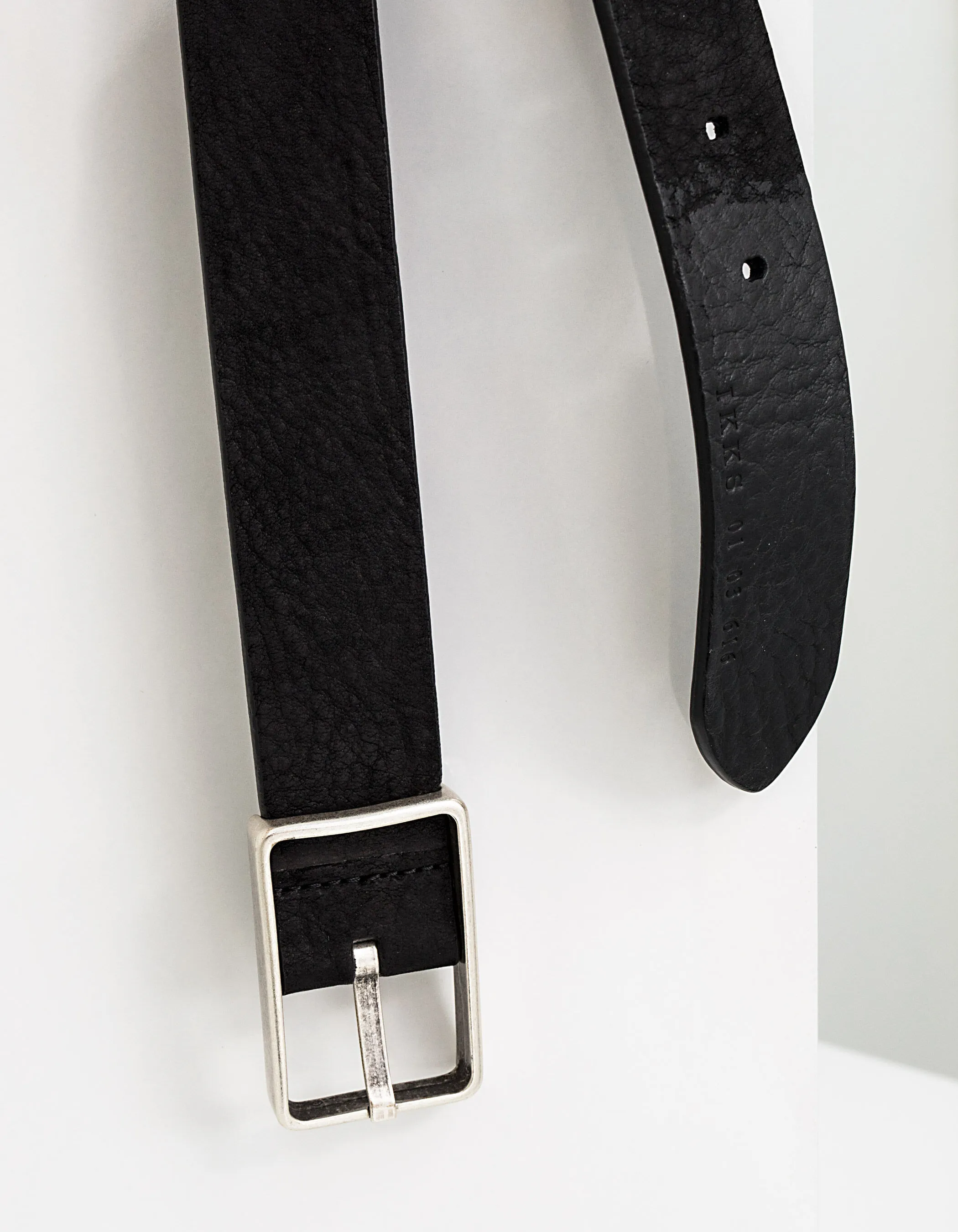 Ceinture noire en cuir nubuck Homme