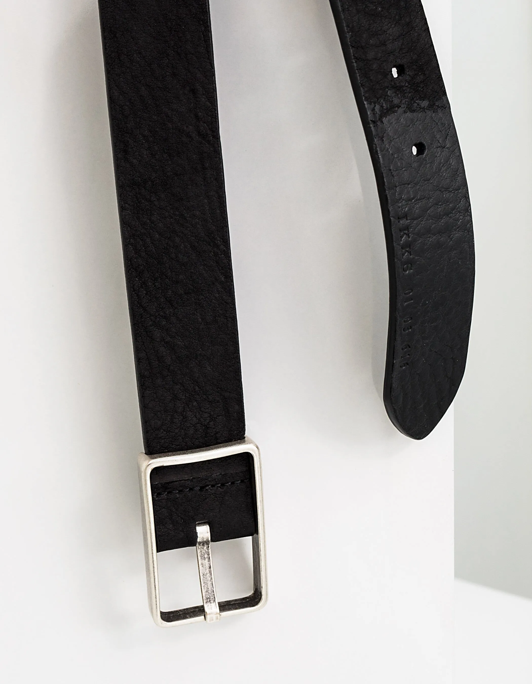 Ceinture noire en cuir nubuck Homme