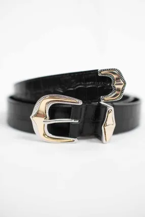 CEINTURE SUZANA CROCO BLACK