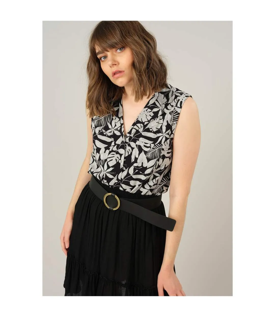 Ceinture unie en cuir CONSTANCE Brown