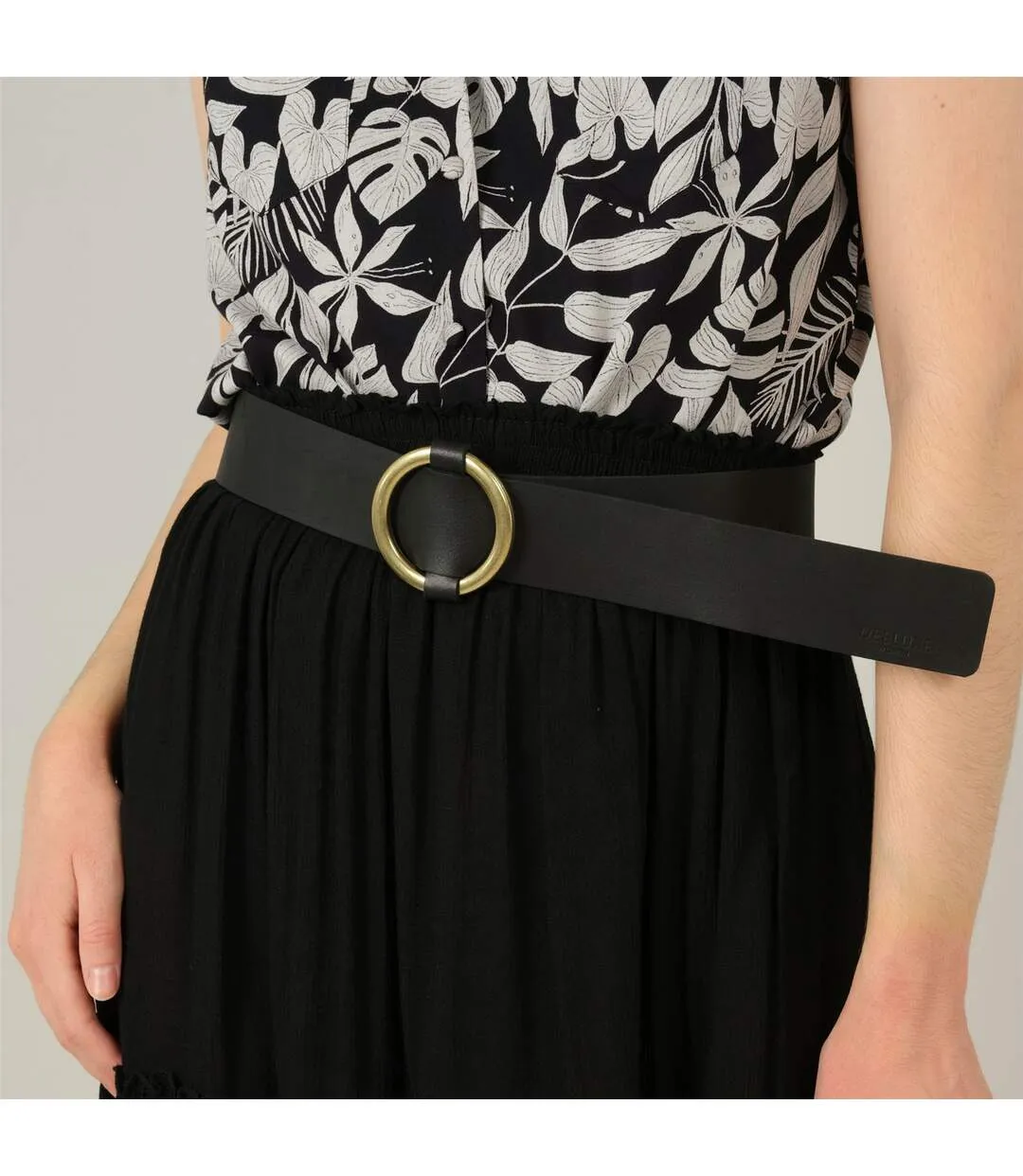 Ceinture unie en cuir CONSTANCE Brown