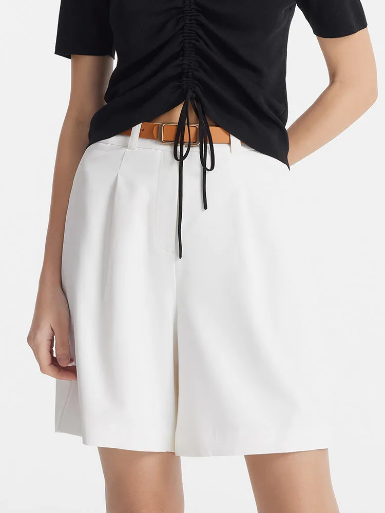 Short femme taille haute avec ceinture