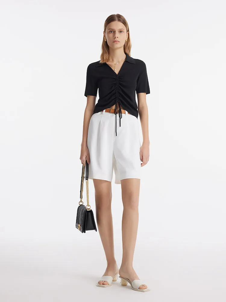 Short femme taille haute avec ceinture
