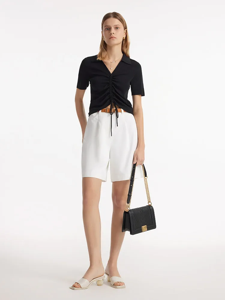 Short femme taille haute avec ceinture