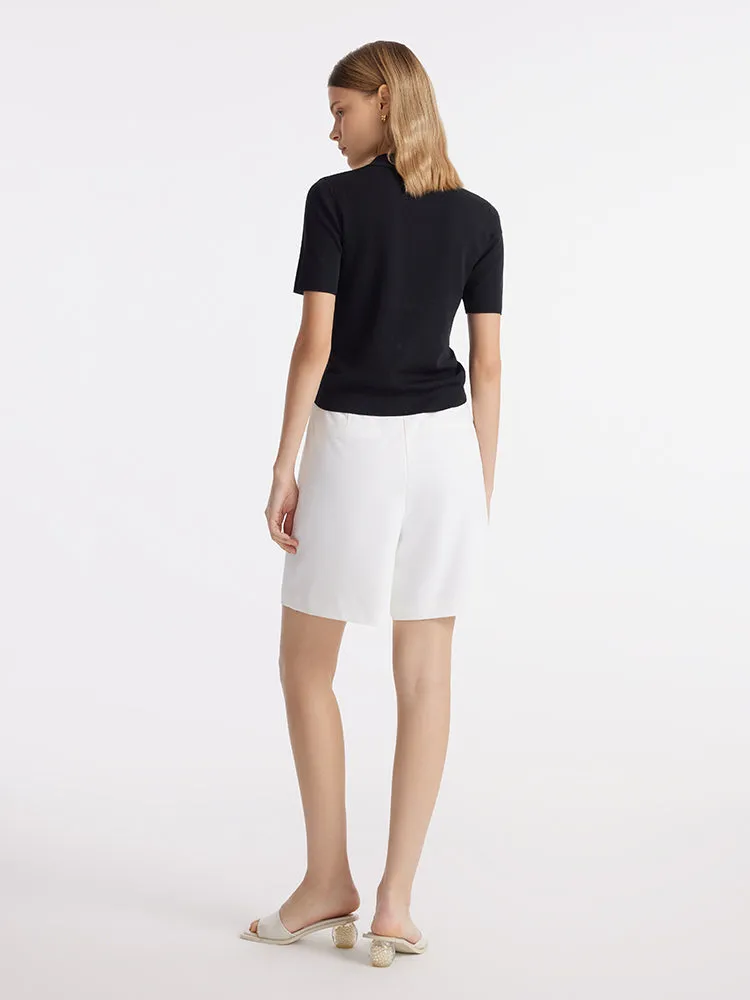 Short femme taille haute avec ceinture