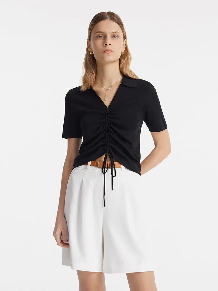 Short femme taille haute avec ceinture