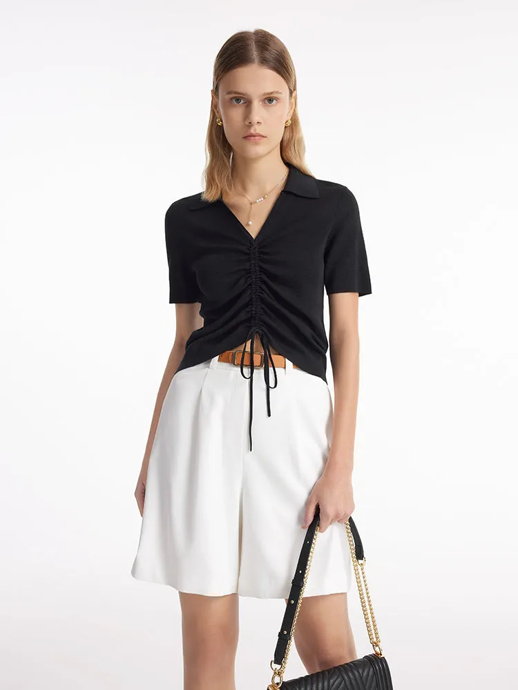 Short femme taille haute avec ceinture