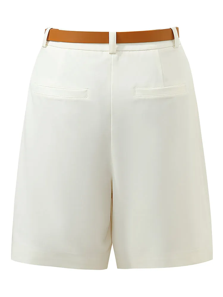 Short femme taille haute avec ceinture